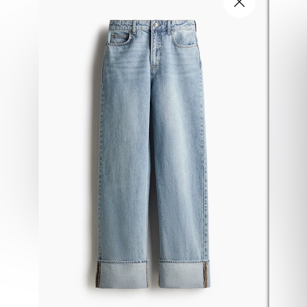 H&M STRAIGHT-CUT FOLDOVER-CUFF JEANS